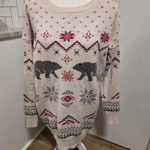 Holiday/Christmas  Beige Sweater with Bear Pattern Size Medium